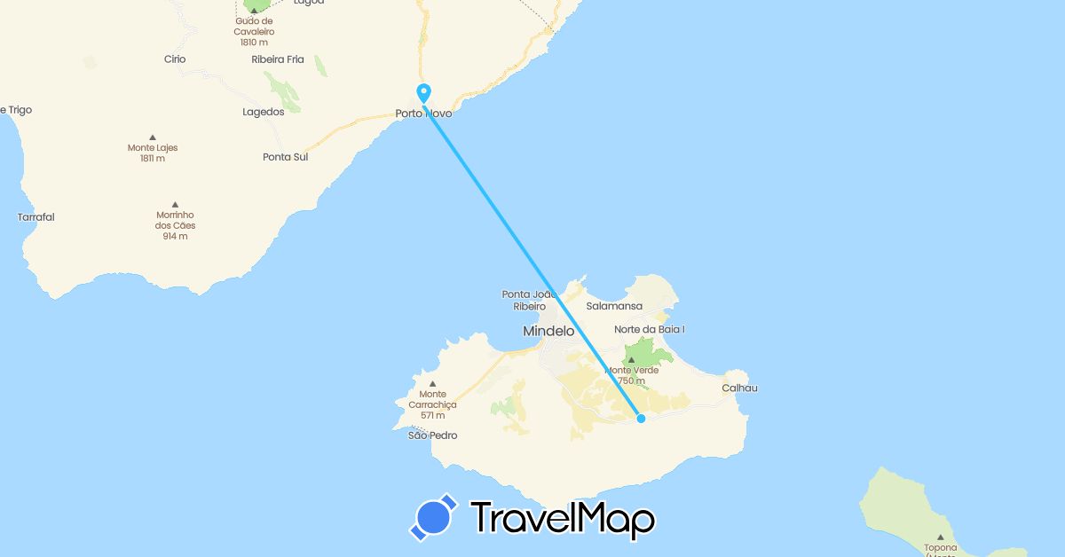 TravelMap itinerary: driving, boat in Cape Verde (Africa)